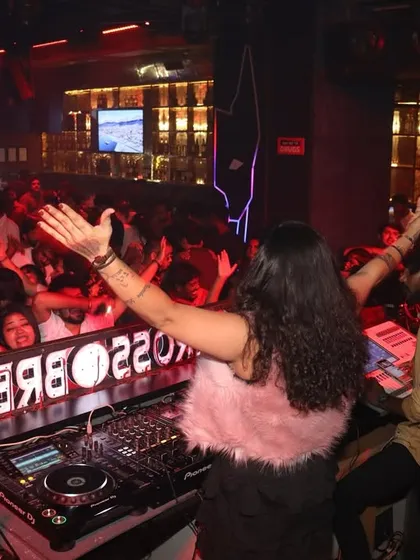 A shot from behind, showing my connection with a sea of people at Crossbreed. I turn my back to the console to face the energy I'm creating.
