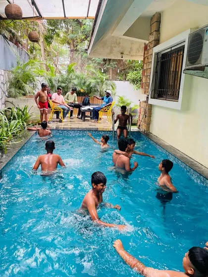 The entire team enjoying the swimming pool. It's these moments of 'masti' that create lasting memories beyond the cricket field.