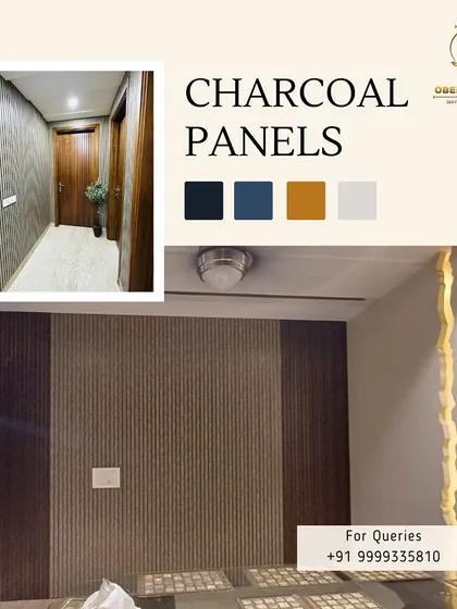 This installation shows our charcoal panels used in a two-tone design, creating a sophisticated and custom look for a dining area.