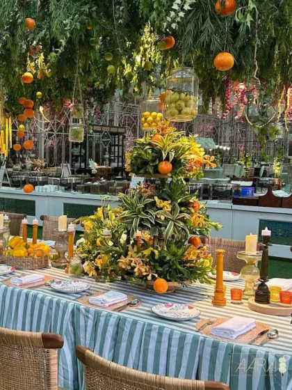 Inspired by London's famous market, this 'Borough Bazaar' theme brings rustic European elegance to Bangalore. The design is rooted in locally sourced produce and textured styling, celebrating the simple luxury of all things seasonal and soulful.