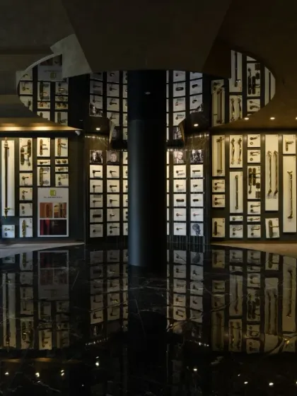 Further details from the Gala showroom, emphasizing the tactile beauty of the architecture, the curated displays, and the luxurious walk-in closet mockups.