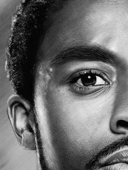 A close-up of the eye from my Chadwick Boseman portrait. I believe the eyes are the most important feature for conveying emotion, and I spent a lot of time on this detail.