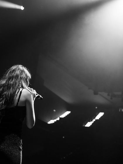 A shot from the back of the stage, showing the scale of the venue. I am experienced in performing at large auditoriums and concert halls.