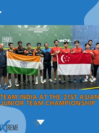 The Indian boys' team after defeating Singapore 3-0 in the group stage of the Asian Junior Team Championship.