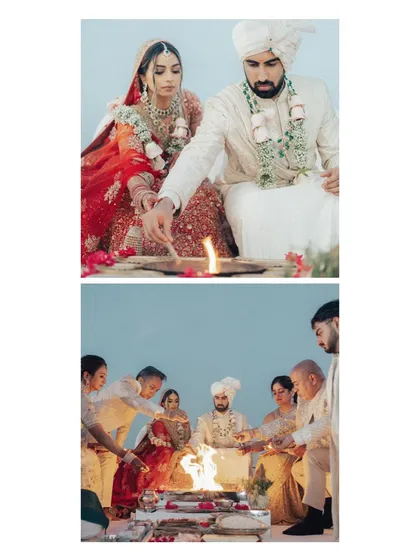 The sacred fire ceremony, or havan, where the couple makes their vows. We ensure every ritual is conducted with beauty and reverence, surrounded by loved ones.