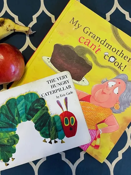 Another shot of our food-themed book selection, ready for a fun and delicious storytelling session.