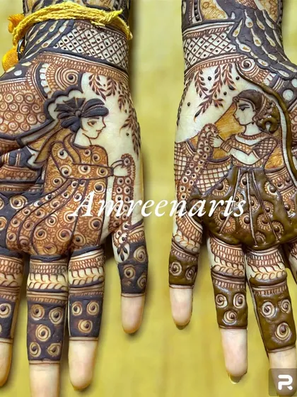 A classic depiction of the 'varmala' or garland exchange ceremony, a pivotal moment in any Indian wedding.