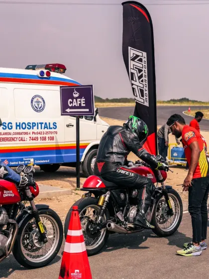 Safety is paramount. An ambulance is always on standby during our track days, ensuring immediate medical assistance is available if needed.