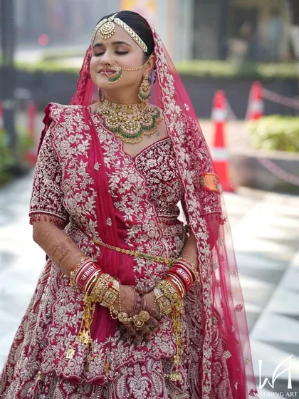 The bride looks radiant and peaceful. The minimal makeup approach is perfect for brides who want a natural yet polished look.