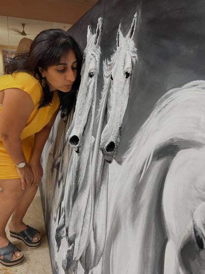 A playful moment with my creation. The horses feel so real to me after spending so much time bringing them to life, each with its own personality.
