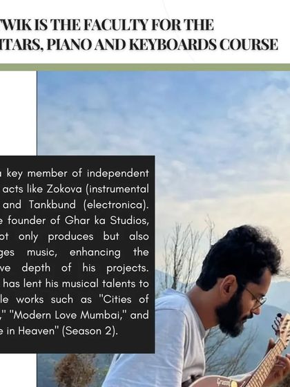 Ritwik De is a key member of independent music acts like Zokova and Tankbund, and the founder of Ghar ka Studios. He teaches guitar and piano at Lilanoor.