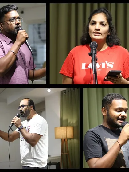 A collage of passionate performers from a memorable "Arali Katte" night.
