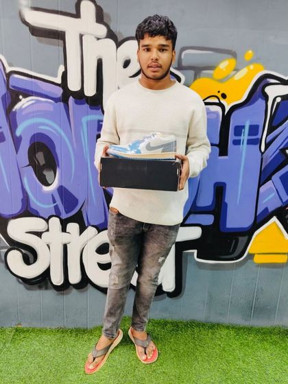 Another happy member of the fam, copping a fresh pair of kicks. Thanks for stopping by!