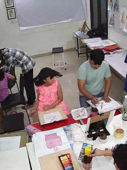 A candid shot of our busy classroom, captured by our CCTV. You can see students of different ages working on their projects with guidance from our instructors.