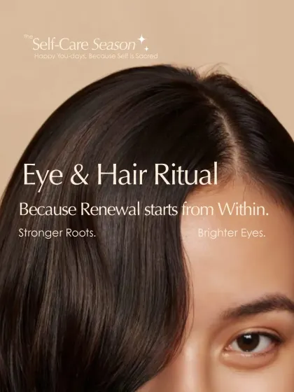 Renewal starts from within. Our Eye & Hair Ritual is perfect for the self-care season, designed to give you stronger roots and brighter eyes, helping you feel refreshed from the inside out.
