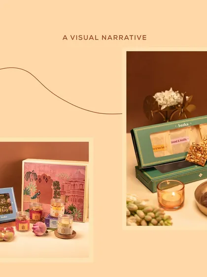 Another visual from the Diwali campaign, showcasing different product combinations and packaging designs. This helps customers visualize the different gifting options available.