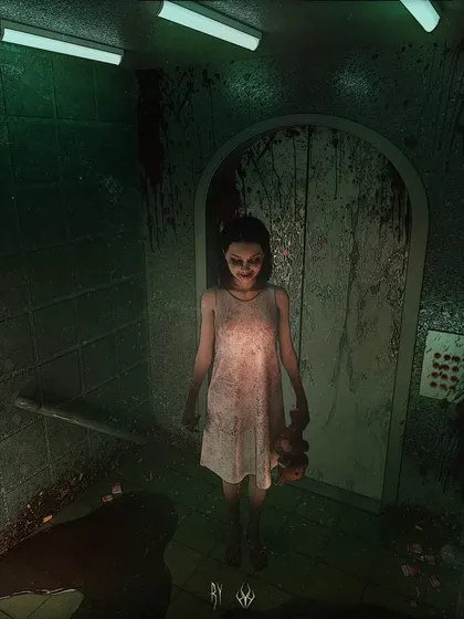 This artwork tells the story of Emma, a vengeful spirit haunting an elevator. I focused on creating a claustrophobic and grimy atmosphere, using bloodstains and harsh fluorescent lighting to amplify the horror. This piece shows how I develop characters with a complete backstory to make the horror more personal and impactful.