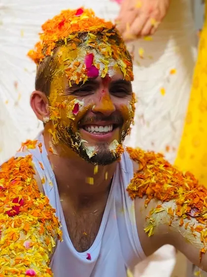 The Haldi ceremony is all about joy, laughter, and a little bit of mess! I love planning vibrant pre-wedding events like this 'phoolon ki holi' where everyone can let loose and celebrate, covering the groom in turmeric, flowers, and good wishes.
