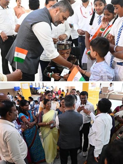 Interacting with the children at Samarthanam Trust, distributing flags and sweets. Their joy and enthusiasm were the highlight of the Independence Day celebrations.