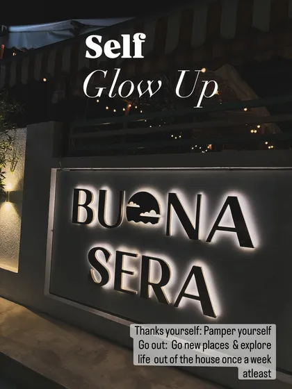 The 'Self Glow Up' is about pampering yourself and exploring new places. Getting out of the house at least once a week is essential for mental well-being.