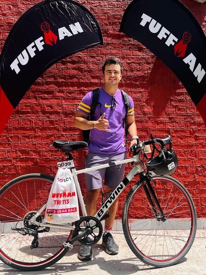 The end of one chapter is the beginning of another. Posing with my bike after the Tuffman duathlon, ready for the next challenge.