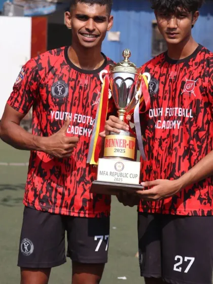 We celebrate every battle. Our senior players hold the runner-up trophy from the MFA Republic Cup 2025 finals. Even when we fall short, we do it with our heads held high, proud of the effort and heart shown in our academy jerseys.