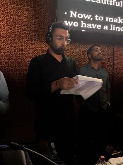 Our show caller reviewing the script for the Forevermark launch. Every word and cue is meticulously planned.