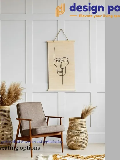 This classic mid-century modern armchair features a solid wood frame and comfortable grey upholstery. It's a timeless design that works well in cozy, minimalist spaces.