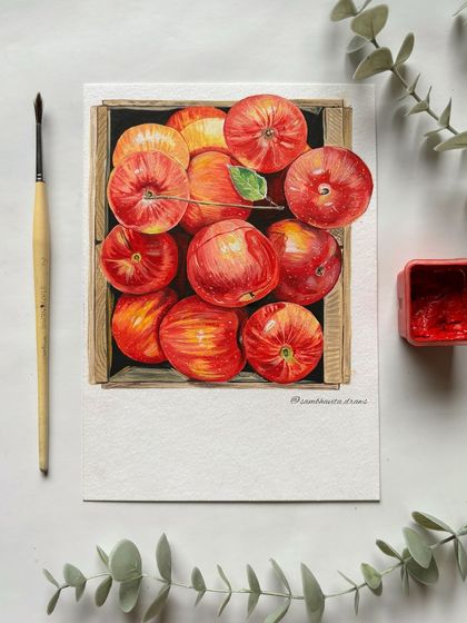 A final, styled shot of the apple crate painting. I'm so happy with how this turned out.