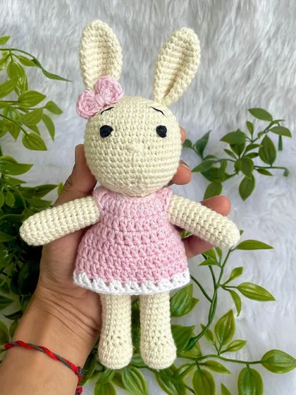 A slightly different design for my bunny doll, with longer, thinner limbs, perfect for a newborn photoshoot prop.