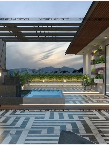 This terrace features a plunge pool and vertical gardens, creating a lush, green sanctuary in the sky. The design maximizes the view while providing a private and serene space for relaxation.