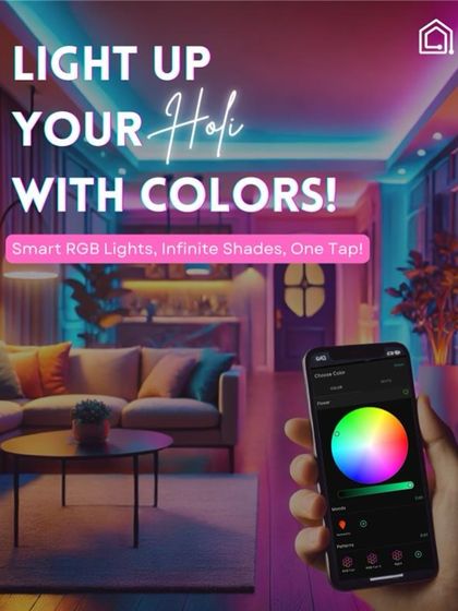 Light up your Holi with colors! This festive graphic shows how you can use smart RGB lights to paint your home in vibrant shades, all from your phone.