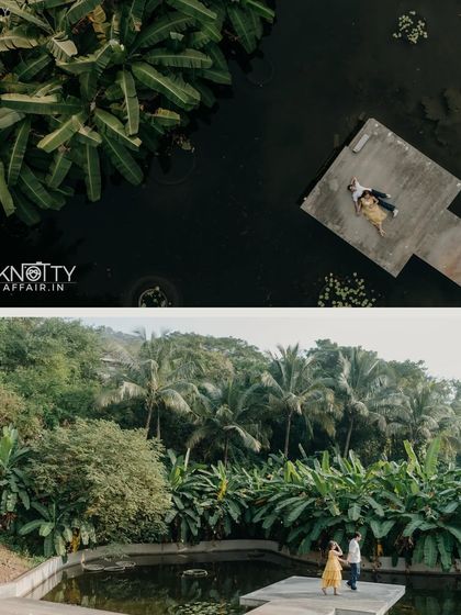 A drone's-eye view. These aerial shots provide a unique perspective, showing the couple as part of a stunning landscape and adding a grand, cinematic feel to their gallery.