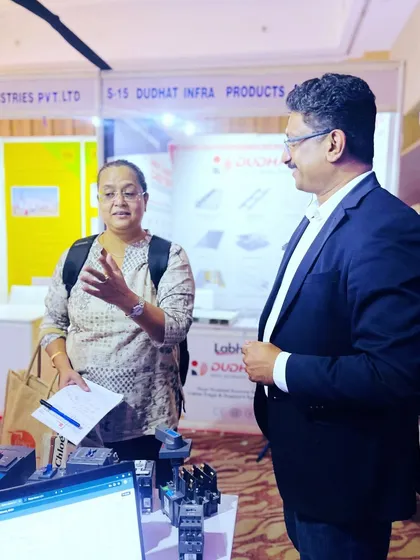 A one-on-one conversation with a consultant at the IEEMA meet, explaining how my solutions can simplify and secure energy infrastructure.