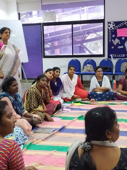 A session with the coordinators of TVS School in Madurai. The teachers sat in rapt attention, eager to learn how to keep their classrooms engaged and curious.