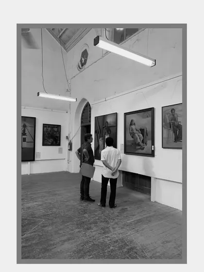 Discussing work with seniors and teachers at the annual exhibition at Sir J.J. School of Art. Their feedback is invaluable.