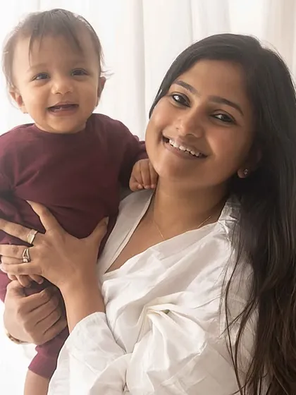 A classic mother and child portrait, showcasing a beautiful, happy connection.