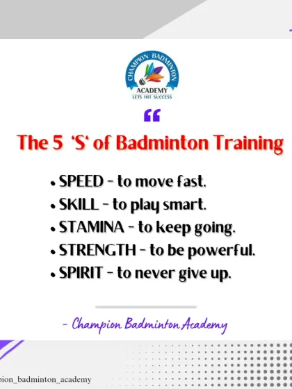 Our coaching is guided by the 5 'S's of Badminton: Speed, Skill, Stamina, Strength, and Spirit. This philosophy is at the core of every training session, helping us build powerful, smart, and resilient athletes who never give up.