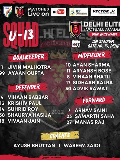Introducing our U-13 Squad for the Delhi Youth League 2024-2025.