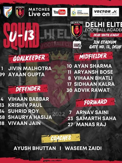 Introducing our U-13 Squad for the Delhi Youth League 2024-2025.