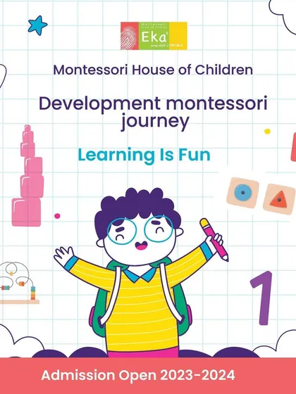 The hallmark of Montessori education is its hands-on approach. This graphic illustrates the different areas of learning, from practical life to arithmetic and language, all supported by specially designed materials that make learning fun.