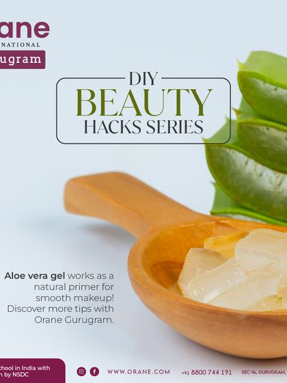 An informational graphic about my DIY Beauty Hacks series. I believe in empowering students with knowledge, like using aloe vera gel as a natural primer for smooth makeup.
