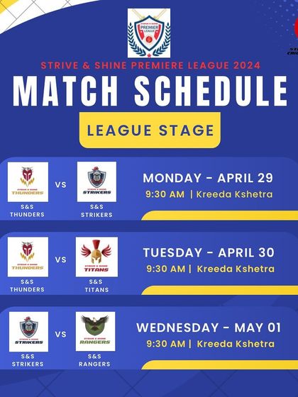 The first half of the match schedule for the SSPL Season 1 league stage. Four teams battling it out in 50-over matches.