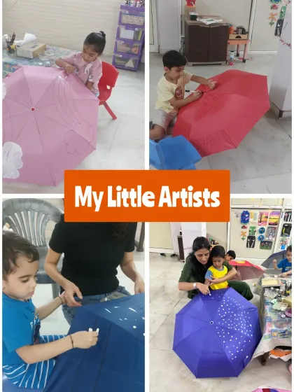 This collage shows my little artists at work. I guide them, but I also encourage them to help each other, fostering a sense of teamwork and collaboration.