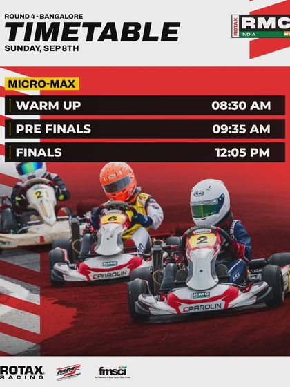 The Sunday race day schedule for the Micro Max class at Round 4.