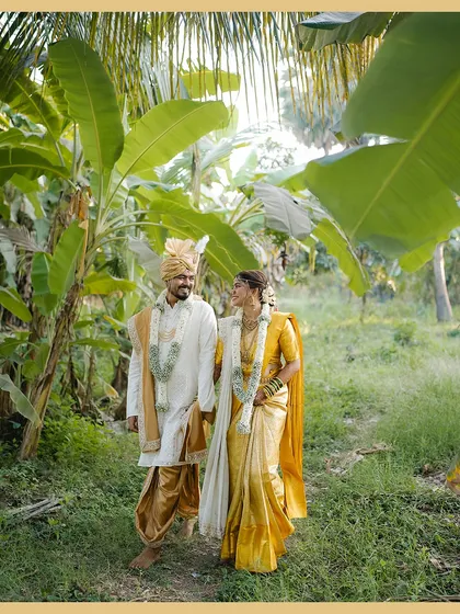A quiet walk amidst nature right after the ceremony. We love creating space for couples to just be themselves, letting the beautiful surroundings of their wedding venue become part of their story.