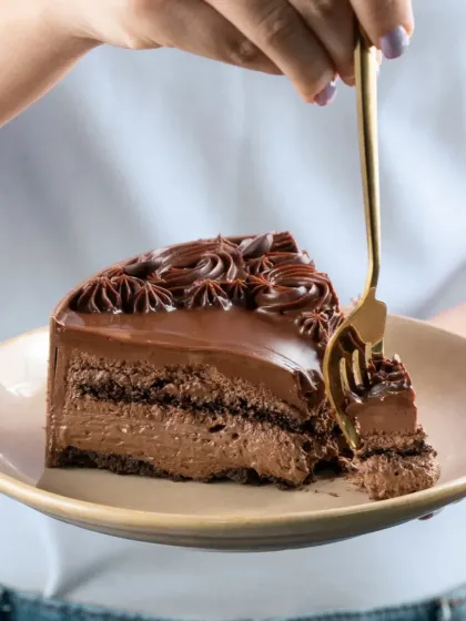 For all the chocolate lovers, this is a slice of my classic Chocolate Truffle cake. It’s rich, moist, and deeply chocolatey, made with layers of soft sponge and silky ganache. It’s a timeless dessert for any occasion.