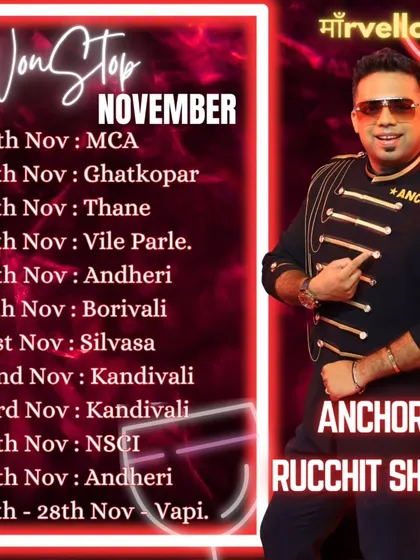 "Nonstop November" is back. This schedule shows the variety of venues I perform at, from MCA in Kandivali to NSCI in Worli.