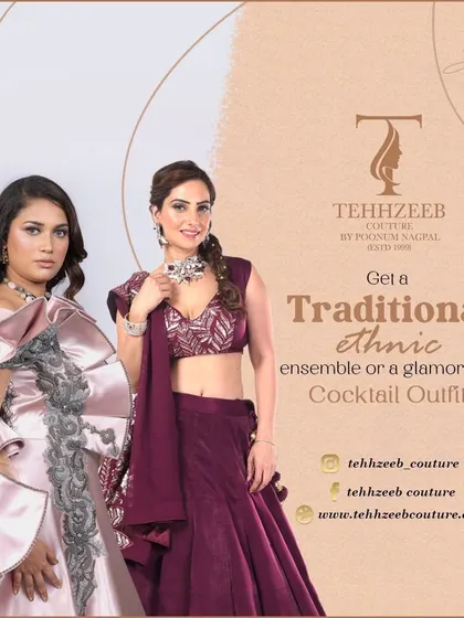 Whether you need a traditional ethnic ensemble or a glamorous cocktail outfit, we have you covered. This image showcases the variety in our collection.