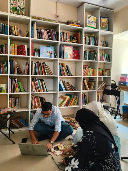 Our student changemakers from RJ College in Mumbai, helping us maintain our library inventory. Their work behind the scenes lays the foundation for deeper impact.